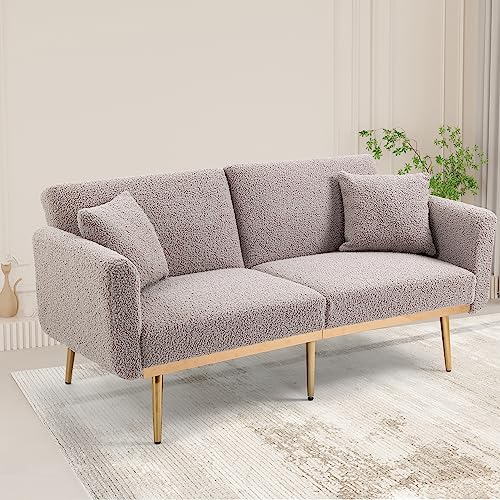 Ball & Cast 3 Seater Sofas 144CM, Velvet Small Sofa with 53cm Deep Seat, Modern Couch 300kg Capacity, Comfy Seat Tool-Free Setup, Large 2 Seater Sofa in A Box, Loveseat Couch for Living Room, Grey