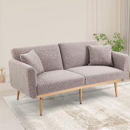 Ball & Cast 3 Seater Sofas 144CM, Velvet Small Sofa with 53cm Deep Seat, Modern Couch 300kg Capacity, Comfy Seat Tool-Free Setup, Large 2 Seater Sofa in A Box, Loveseat Couch for Living Room, Grey