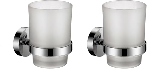 iBathUK Modern Chrome Toothbrush Holder Wall Mounted Tumbler Bathroom Accessory ACC107 (Pack of 2)