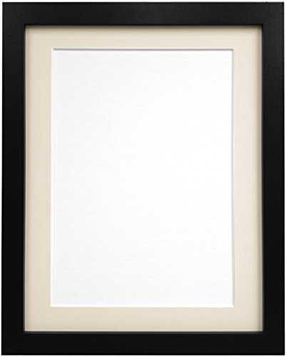"FRAMES BY POST 25mm Black Photo Picture Poster Frame with Ivory Mount 24"" x 18"" For Pic Size 45 x 30cm (Plastic Glass)"