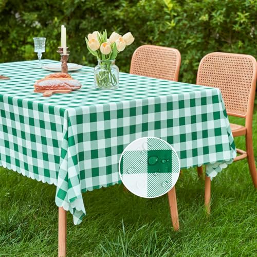 MANGATA CASA Spring Gingham Tablecloth for Rectangle Tables- Checkered Tablecloth Waterproof Kitchen & Table Linens-Polyester Buffalo Plaid Wrinkle Free Table Cover(Green 60x120in)
