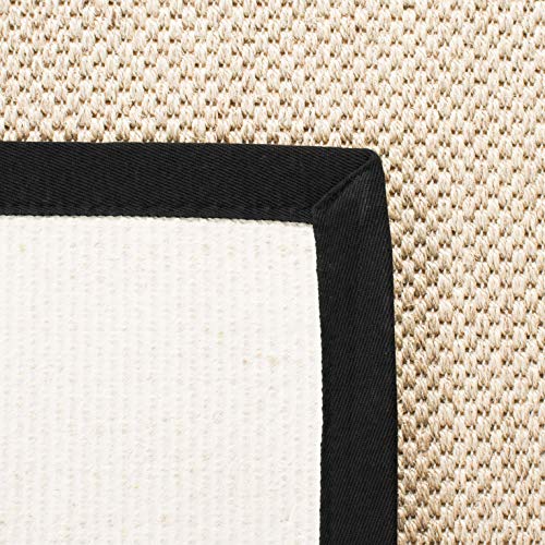 Safavieh Natural Fiber Rug for Living Room, Dining Room, Bedroom - Natural Fiber Collection, Short Pile, in Natural and Black, 91 X 91 cm
