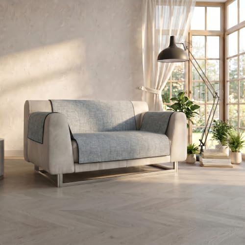 Italian Bed Linen Comfort Anti-Slip Sofa Cover, 2 Places, Dark gray