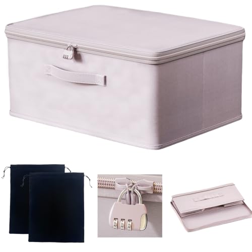 MXQHXZSX Locking Adult Game Toy Storage Organizer Lock Box Toy Storage Bins Women and Men Game Toys Storage Bags with 2 Drawstring Bags, Large capacity 15 x 10 x 6.3 Inches