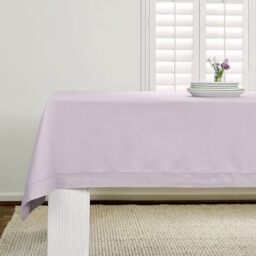 Solino Home 100% Pure Linen Tablecloth Lilac, Classic Hemstitch 60 x 120 in - Classic Hemstitch Table Cloth For Thanksgiving Dining, Home Decor, Indoor & Outdoor Use, Parties, Gifting, Machine Washable
