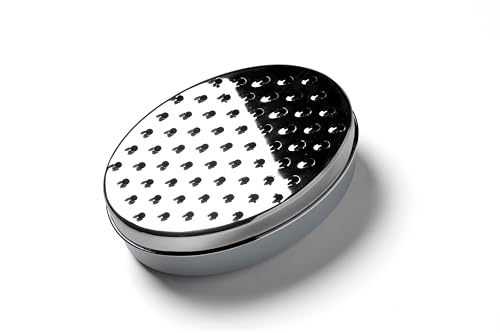 apollo THE HOUSEWARES BRAND Cheese or Parmesan Grater Storage Box - Stainless Steel Shredder Container, Kitchen, Shred Ginger Nutmeg or Chocolate, Keep Fresh, Multifunctional, 17.5x11.5x6.5cm