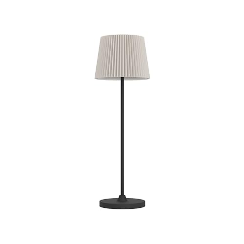 Eglo Cordless LED Table lamp Leonero, Wireless Battery Bedside Light, USB Rechargable Indoor Lighting, Metal with Folding lampshade, Black Beige, Touch dimmable, Warm - Neutral White