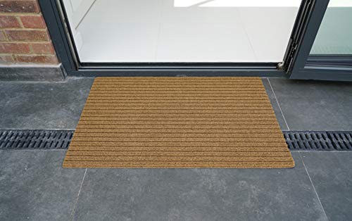 "Serdim Rugs Non Slip Ribbed Trapper Hard Wearing Mats, Polypropylene, Beige, 50 x 80 cm(1'8"" x 2'7"")"