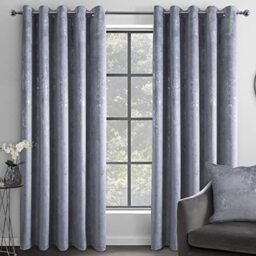 Sleepdown Marble Effect Velvet Blackout Thermal Insulated Eyelet Curtains for Bedroom and Living Room - 66x72 - Grey - 2 Panels