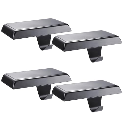 Sunshane Christmas Stocking Holders Mantel Stocking Hanger Hooks Fireplace Mantle Metal Hang Bases for Xmas Party Decorations (Black, 4)