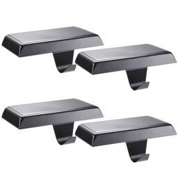 Sunshane Christmas Stocking Holders Mantel Stocking Hanger Hooks Fireplace Mantle Metal Hang Bases for Xmas Party Decorations (Black, 4)