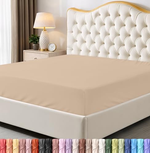 Utopia Bedding Full Fitted Sheet - Bottom Sheet - Deep Pocket - Soft Microfiber -Shrinkage and Fade Resistant-Easy Care -1 Fitted Sheet Only (Beige)