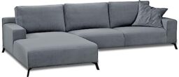 Sofas and More FIRAGO LEFT HAND CORNER SOFA GREY FABRIC VELVET