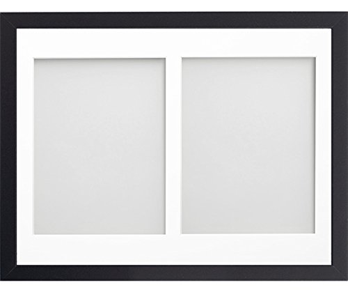 Allington Range 16x12-inch Black Picture Photo Frame with White 2-Aperture Mount for Image Size 9x7-inch