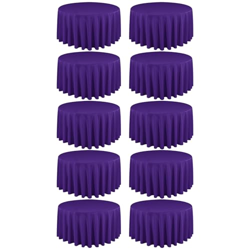 REWOMC 10 Pack Purple Round Tablecloths 90 Inch, Circle Bulk Washable Linen Polyester Tablecloth, Table Cloth Cover for Wedding Buffet Party Banquet Reception Restaurant and Camping