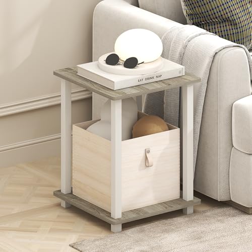 Furinno SIMPLISTIC Side Table Set of 2, End Table, Night Stand, Nightstand, Bedside Table, for Living Room, Bedroom, Light Oak