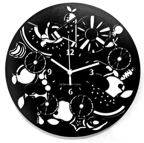 Instant Karma Clocks - Fruit Wall Clock – Silent Non-Ticking Quartz – Wall Decoration for Kitchen, Dining Room, Juice Bar, Wellness Space, Vegan Decor