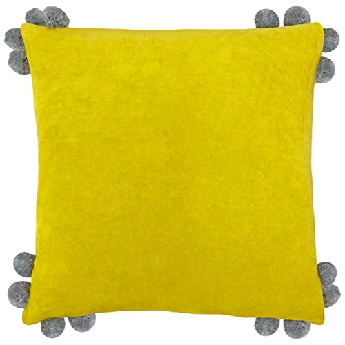 furn. Hoola Feather Filled Cushion, Cotton, Yellow/Grey