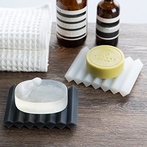 SHIMOYAMA Self Draining Soap Holder, 2 Pack, Silicone Soap Dish, Soap Saver, Paint Brushes Holder for Bathroom, Counter Top, Watercolor Brush, Sponges, Bath Tub, Unique Organ Appearance Design
