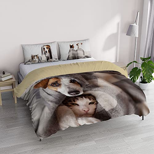 "Italian Bed Linen ""GOODNIGHT Duvet Cover Set, Digital Print, Microfiber, Peggy, Double"
