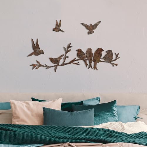 Hand-Painted Decorative Metal Wall Accessory Set (4 Pieces) - Antique Finish - Sizes: 13 x 13 cm, 9 x 9 cm, 10 x 15 cm, 22 x 68 cm - Unique Home Decor