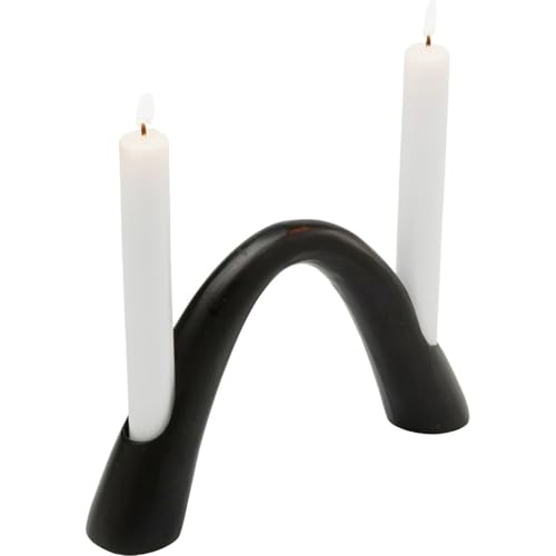 Kare Design Candle Holder Bow Duo, Black, Height 13 cm, Aluminium, Hand-Painted, Gift Idea, for Candles, Romantic Stand, Centerpiece, Modern, Living Room, Bedroom