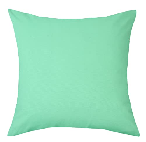 TangDepot 100% Cotton Solid Throw Pillow Cover 20x20 Mint Green - 100% cotton, same-color zip, machine wash & air dry. For living room, bedroom, office, car. 42 colors, 11 sizes. Cover only.