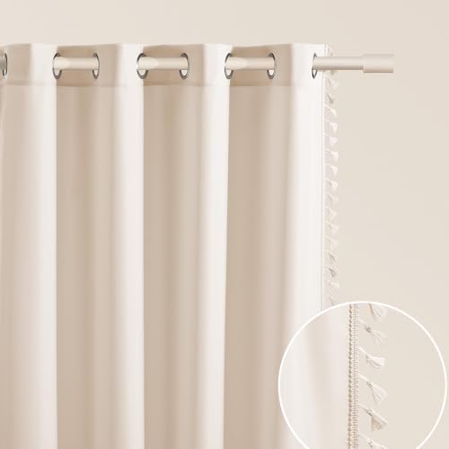 ROOM99 Lara Curtain with Silver Eyelets 140 x 280 cm Width x Height Sliding Curtains Modern Curtain Living Room Bedroom Light Cream 1 Piece