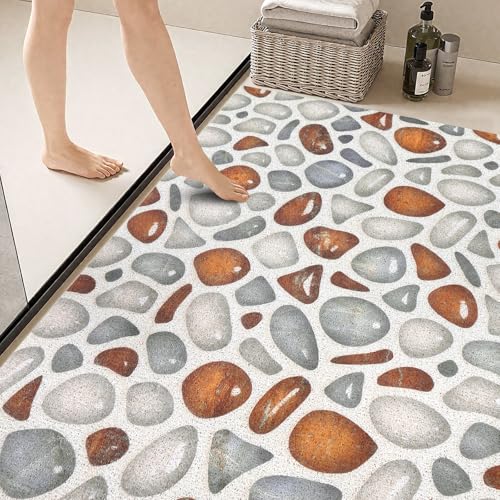 Large Shower Mat Non Slip: Anti Slip Shower Mats for Inside Shower, Soft PVC Loofah Shower Floor Mat, Extra Large Bath Mat for Shower, Tub, Bathroom, Floor, Kitchen, Home, Pool, Hotel, Quick Drying