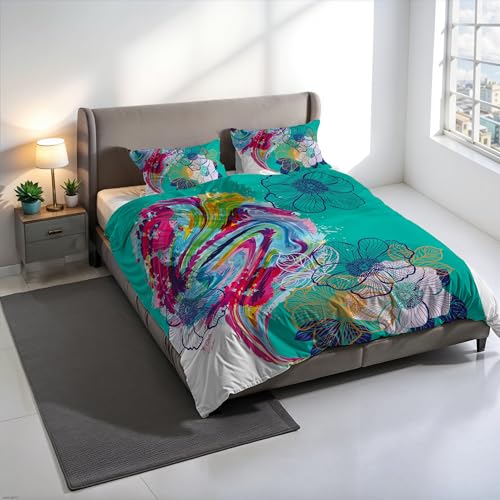KIO608 KIO608 Digital Print Duvet Cover Set, 100% Cotton, Made in Italy, Double Bed Duvet Cover Set 250 x 200 cm+2 Pillowcases 50 x 80 cm
