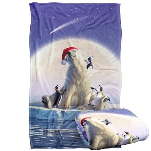 Jq Licensing - Jlo Christmas Polar Bear And Penguins Silky Touch Super Soft Throw Blanket 91 x 147 Cm