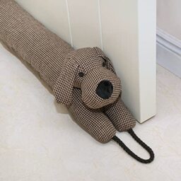 "Marwood Under Door Draught Excluder Decorative Wind Stopper 76cm for Door & Window, Weighted Animal Air Door Draft Stopper Snake Noise Blocker for Bottom of Door with Hanging Loops - Brown Dog 30"""