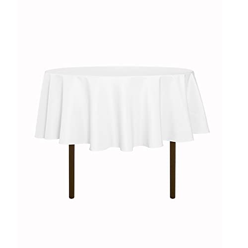 sancua Round Tablecloth 48 Inch Fits 20-36 Inch Tables, White - Water Resistant, Spill Proof, Washable Polyester Cloth Cover, For Dining Tables, Buffet Parties and Camping