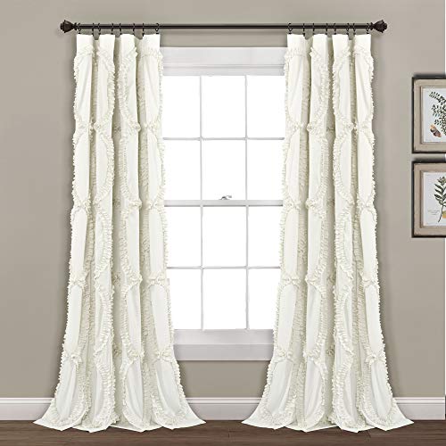 "Lush Decor Avon Window Curtain Sydney Throw Blanket, 54"" W x 84"" L, Ivory"