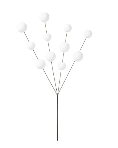 WeRChristmas White Velvet Bauble Christmas Tree Pick, 70cm - 70cm white velvet bauble pick for adding height, soft texture and layered decorative detail to trees, wreaths and garlands