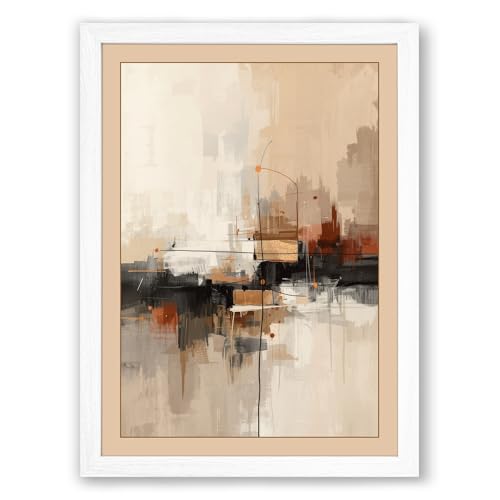 Veiled Cityscape Minimalist Framed Wall Art Print A4 (29.7×21cm) White, Wall Decor for Living Room, Bedroom, Office & Home, Ready to Hang, Art Gift