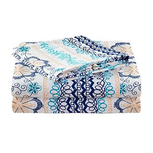 JSD KOMFOR Floral Bed Sheets Set King Print Bedding Sheet Set 4 Piece Ultra Soft Double Brushed Microfiber Sheets Deep Pocket Hotel Quality Bedding Sheets