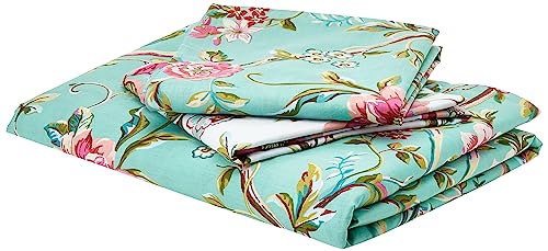 furn. Vintage Chinoiserie Duvet Cover and Pillowcase Set – Floral Exotic Bird Reversible Bedding (Jade – Double)