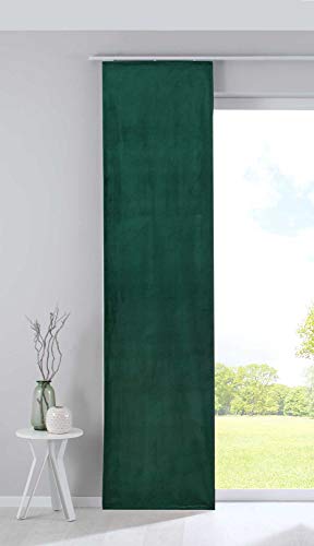 Gardinenbox Curtain Box Blackout Panel Curtain Milano Velvet Opaque Blackout Panel Carrier Weight Bar 100% Polyester Green 245 x 60 cm