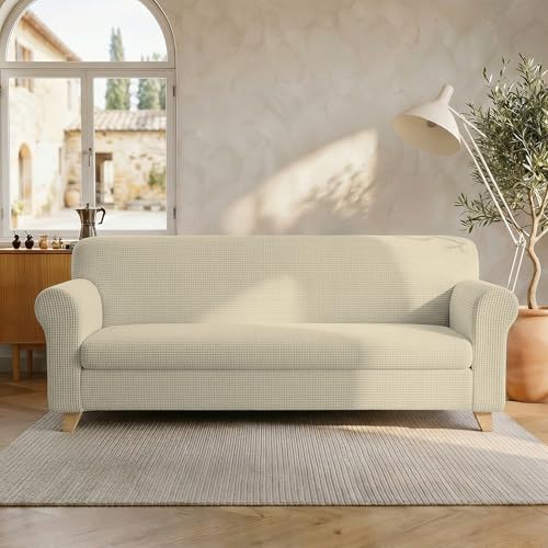 Italian Bed Linen ???Leslie??? Sofa Cover, Cream, 3 Places
