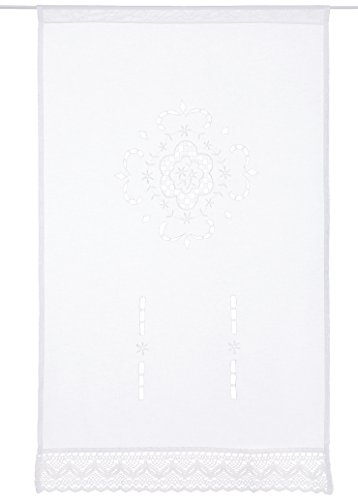 Home Fashion Window Curtain Linen Structure Embroidered Fabric White 100 x 60 cm
