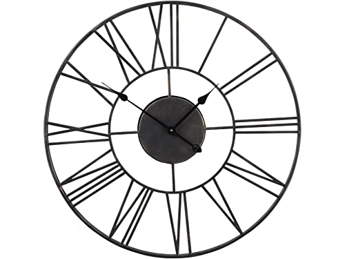 Saville Designs Metal Antique Skeletal Outdoor Wall Clock, 70 cm Diameter, Black