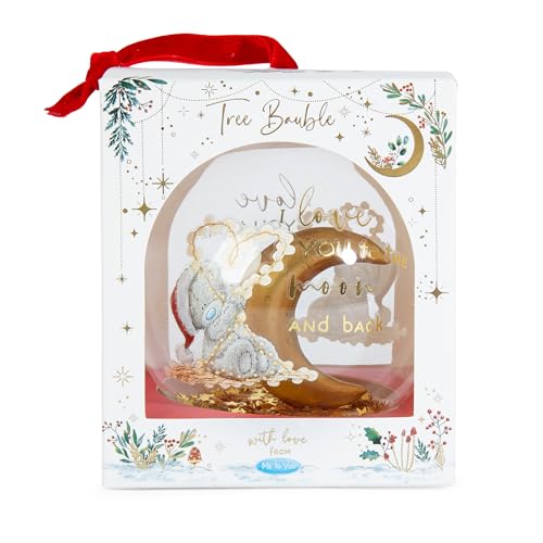 Me to You Tatty Teddy Moon And Back Christmas Tree Bauble Decoration - Signature Collection, Red, Gold