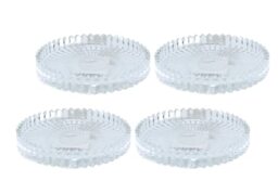 Glass Candle Plate/Candle Holder/Saucer Set of 4 Round Clear/Transparent Size H/Diameter Approx. 1.5 x 10 cm