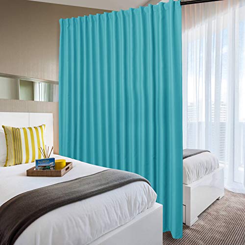 DWCN Privacy Room Divider Blackout Curtain - Patio Sliding Door, Extra Wide Thermal With Back Tab & Rod Pocket for Living Room and Bedroom Partition, 120 x 96 Inches, Turquoise
