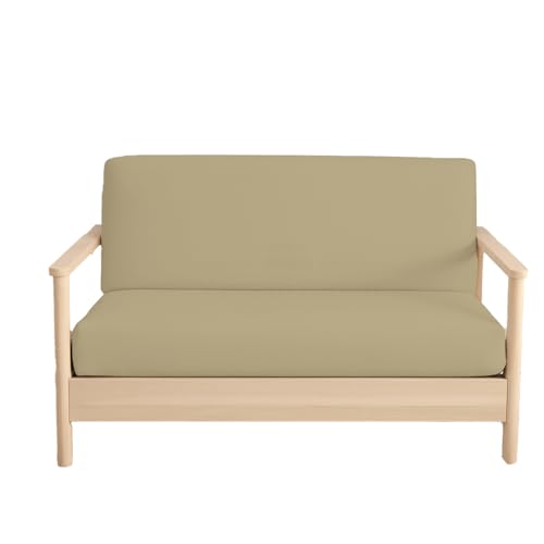 Full Size Armless Futon Covers - 100% Cotton 400 Thread-Count Futon Slipcovers - Zippered Couch Cover Sofa Bed Protector, Sleeper Sofa Cover, Machine Washable, Beige