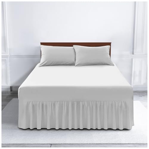 Gaveno Cavailia Luxury Non-Iron PERCALE VALANCE Sheet, Poly-Cotton, White , Single