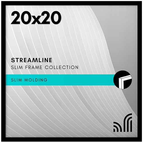 Americanflat 20x20 Picture Frame with Polished Plexiglass - Streamline Collection - Thin Square Picture Frame for Wall Display - Hanging Hardware Included - Black