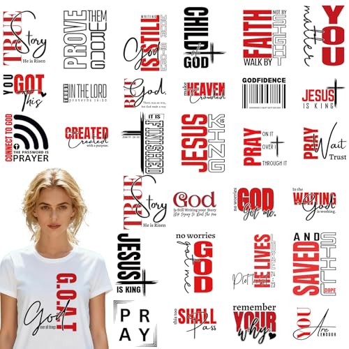 INCOK Christian Iron on Transfers - 30 PCS Bible Verse Heat Transfers DTF Transfers Ready to Press Iron on Decals for Clothes Shirt Bag Pillow Covers DIY Crafts Decorations