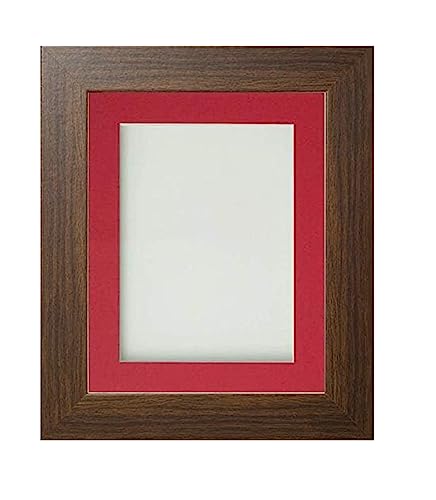 Frame Company Watson Brown Picture Photo Frame fitted with Perspex, 20x16 inch with Red Mount for image size 15x10 inch